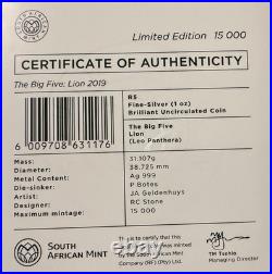 2019-2021 Big Five Series I South Africa 5 Rand 5 1oz Silver Coin Set Bu Coa Ogp