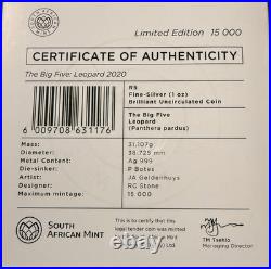 2019-2021 Big Five Series I South Africa 5 Rand 5 1oz Silver Coin Set Bu Coa Ogp