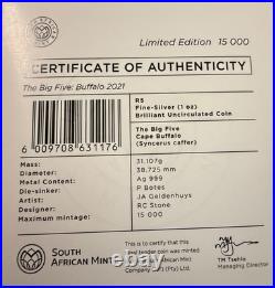 2019-2021 Big Five Series I South Africa 5 Rand 5 1oz Silver Coin Set Bu Coa Ogp