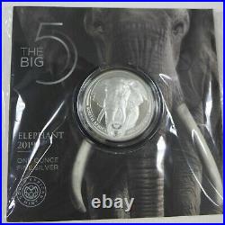 2019.999 Silver BU South Africa 5 Rand Big 5 Elephant in Mint Sealed Pkg with COA