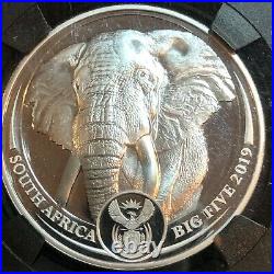2019 Africa 5 Rand Big 5 Elephant First Day Issue Pf70 Signed Tumi Silver #12m