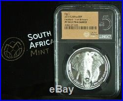 2019 Elephant South Africa Big Five 1 oz. Silver PF70UC FR 3K Mtg! MICRO-POP