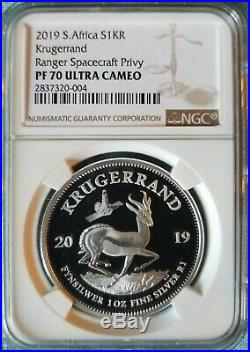 2019 Krugerrand withLunar Landing Privy/Polymer Putty PF70 2 Coin Set LOW COA #s