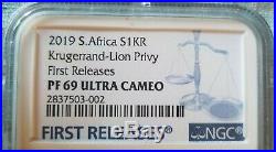 2019 Proof Krugerrand Lion Privy/Big5 Lion 2 Coin Set PF69 FIRST RELEASES