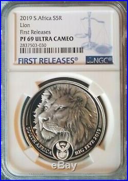 2019 Proof Krugerrand Lion Privy/Big5 Lion 2 Coin Set PF69 FIRST RELEASES