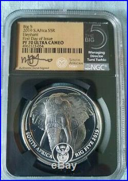 2019 Proof Krugerrand WithElephant Privy & Proof Big5 Elephant 2 Coin Set PF70 UC