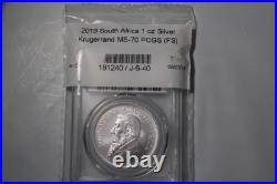 2019 SOUTH AFRICA 1oz. 999 Fine Silver Krugerrand PCGS MS-70 First Strike 27