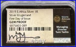 2019 S. Africa 1R Silver Krugerrand First Day Signed Tsehlo RAREST ONE