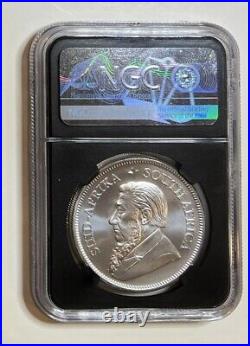 2019 S. Africa 1 oz Silver 1R Krugerrand NGC MS 70 1st Day Production SIGNED