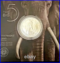 2019 S. Africa 5 Rand Big Five Elephant 1 oz Silver Proof (African Mint)