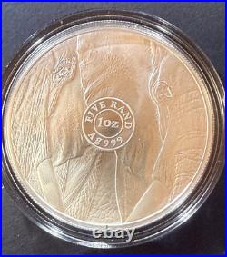 2019 S. Africa 5 Rand Big Five Elephant 1 oz Silver Proof (African Mint)