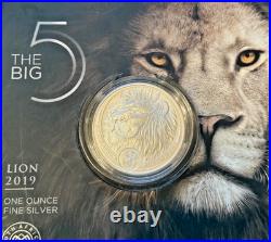 2019 S. Africa 5 Rand Big Five Lion 1 oz Silver Proof (African Mint)