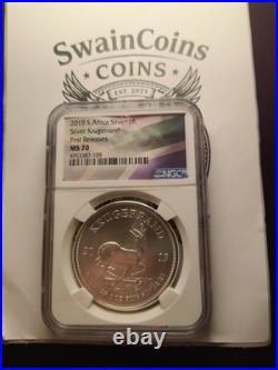 2019 S Africa Krugerrand Silver Coin NGC MS70 First Releases E10-35