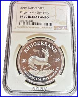 2019 S. African KRUGERRAND WithLion Privy. BIG 5 COIN NGC PF69 Ultra Cameo
