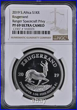 2019 Silver Krugerrand Spacecraft Privy Pf69 Ngc South Africa 1 Rand Proof R1