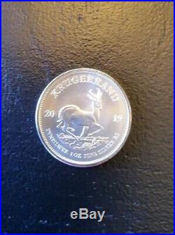 2019 South Africa 1 oz Silver Krugerrand. 999 Fine Silver Roll of 25 Coins BU