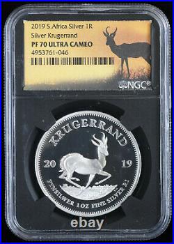 2019 South Africa 1oz Proof Silver Krugerrand 1R NGC PF 70 Ultra Cameo