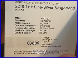 2019 South Africa 1oz Proof Silver Krugerrand FR NGC PF-70 UC, Cert#4875751-192