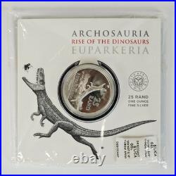 2019 South Africa 25 Rand 1oz Silver Archosauria Euparkeria Dinosaur Coin -A