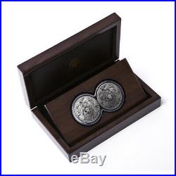 2019 South Africa 2 Coin Big 5 Lion Double Capsule. 999 Silver Proof Coin Set