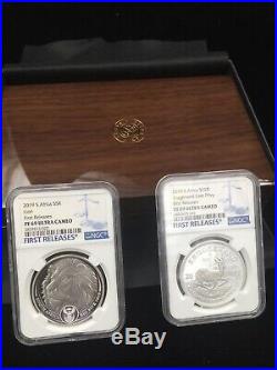 2019 South Africa 2-Coin Silver Krugerrand & Lion Proof Set IN HAND PF69 FR