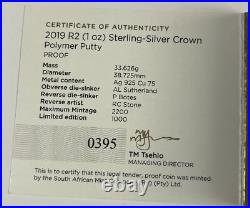 2019 South Africa 2 Rand 50th Anniversary Moon Landing Silver Proof Coin