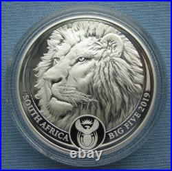 2019 South Africa 5 Rand Big Five Lion 1 oz Silver Proof with pouch (African Mint)