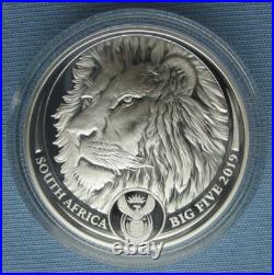 2019 South Africa 5 Rand Big Five Lion 1 oz Silver Proof with pouch (African Mint)