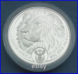2019 South Africa 5 Rand Big Five Lion 1 oz Silver Proof with pouch (African Mint)