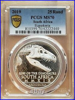 2019 South Africa Archosauria Euparkeria Silver Twenty-five Rand PCGS MS70 2440