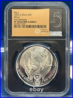 2019 South Africa BIG 5 S5R PF70 UCam 4 Coin Set (Lion, Elephant, Rhino, Buffalo)