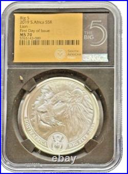 2019 South Africa BIG 5 Series 1 Elephant and Lion Proof Set MS70
