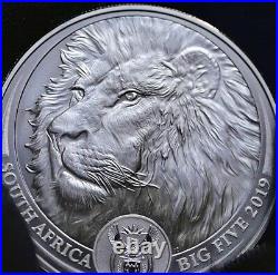 2019 South Africa Big Five Lion 1 Oz Silver Coin Bu Sealed In Blister Pack