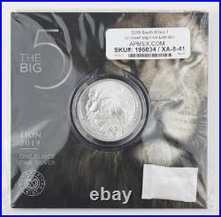 2019 South Africa Big Five Lion 1 oz Silver Coin BU on COA 1178B