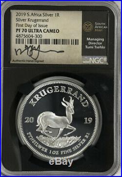 2019 South Africa First Day Of Issue Krugerrand Silver NGC PF70 Proof