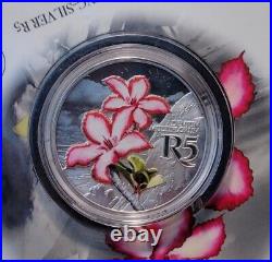 2019 South Africa Impala Lily 5 Rand Colorized Silver Proof Coin