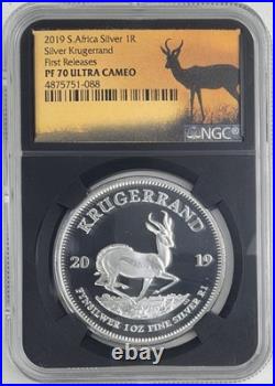 2019 South Africa Krugerrand 1 oz Silver NGC PF 70 UC First Releases Springbok