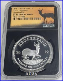 2019 South Africa Krugerrand 1 oz Silver NGC PF 70 UC First Releases Springbok