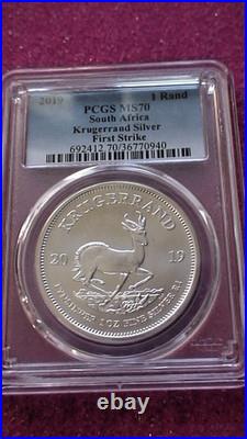 2019 South Africa Krugerrand PCGS MS70 First Strike. 999 Silver 1oz Coin