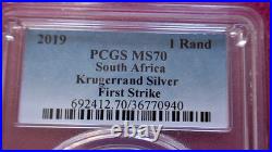 2019 South Africa Krugerrand PCGS MS70 First Strike. 999 Silver 1oz Coin
