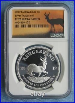 2019 South Africa Krugerrand Proof 1 oz Silver NGC PF 70 Ultra Cameo 1 Rand