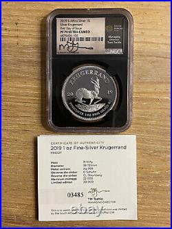 2019 South Africa Proof Silver Krugerrand Ngc Pf70 First Day Issue Tumi Signed