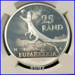 2019 South Africa Silver 25 Rand Dinosaurs Archosauria Ngc Ms 70 Perfection