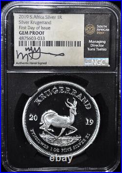 2019 South Africa Silver Krugerrand FDI NGC Gem Proof Hand Signed by Tumi Tsehlo