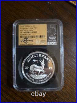 2019 South Africa Silver Krugerrand Lion Privy FDOI PF70 Tumi Tsehlo Signed
