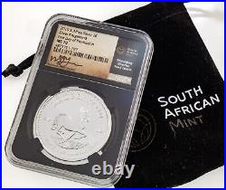 2019 South Africa Silver Krugerrand NGC MS70 1st Day Tumi Tsehlo Signed