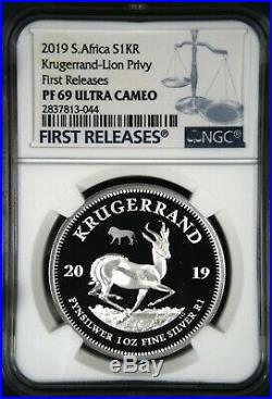 2019 South Africa Silver Krugerrand PF69 1 oz lion Privy Big five Coin FR
