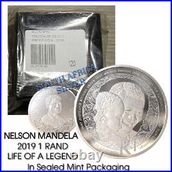 2019 South Africa Silver Rand PROOF NELSON MANDELA Protea MINT SEALED 1 R1