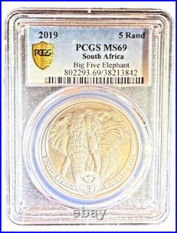 2019 South Africa The Big Five series 1 Elephant MS69 silver coin