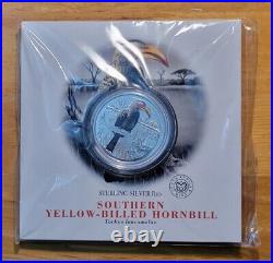2019 South Africa Yellow-Billed Hornbill 10 Rand Colorized Silver Proof Coin